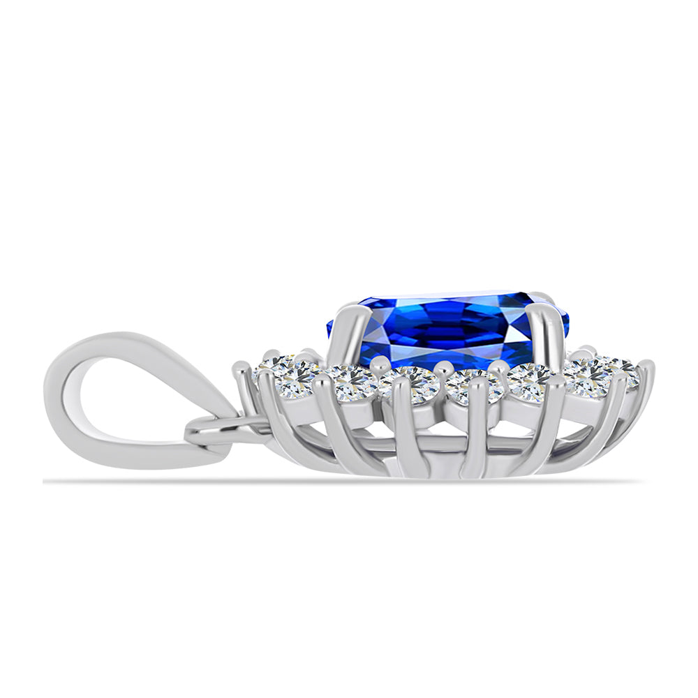 Set din Argint 925 ( 5.05 grame ) cu Safir Albastru Australian și Topaz Alb 4.95 Carate ( Cercei+Inel+Pandantiv ) 7 