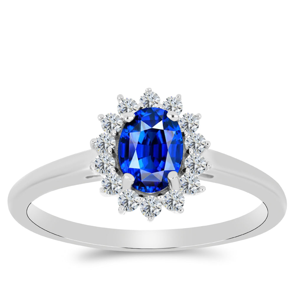 Set din Argint 925 ( 5.05 grame ) cu Safir Albastru Australian și Topaz Alb 4.95 Carate ( Cercei+Inel+Pandantiv ) 8 