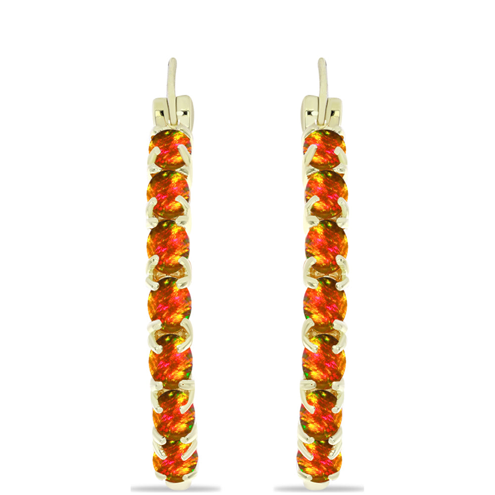 Cercei din Argint 925 Placat cu Aur ( 6.34 grame ) cu Opal de Foc American 2.95 Carate 1 