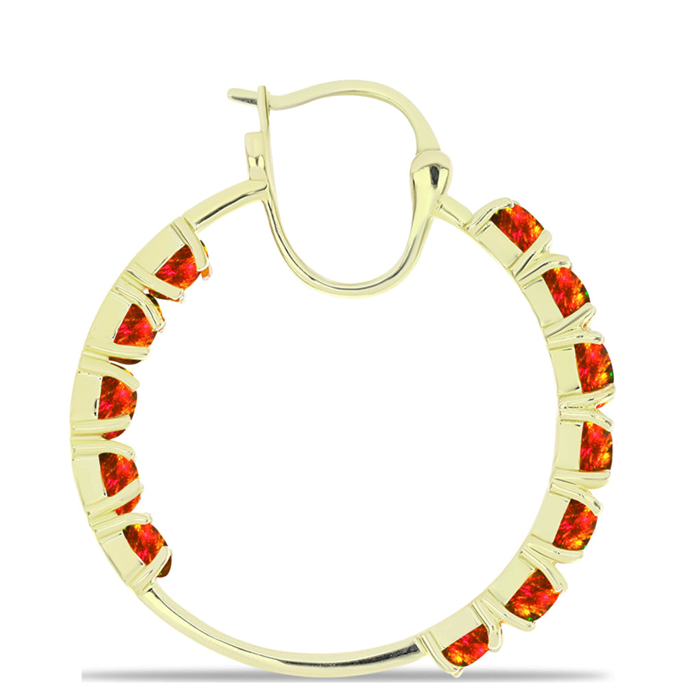 Cercei din Argint 925 Placat cu Aur ( 6.34 grame ) cu Opal de Foc American 2.95 Carate 2 