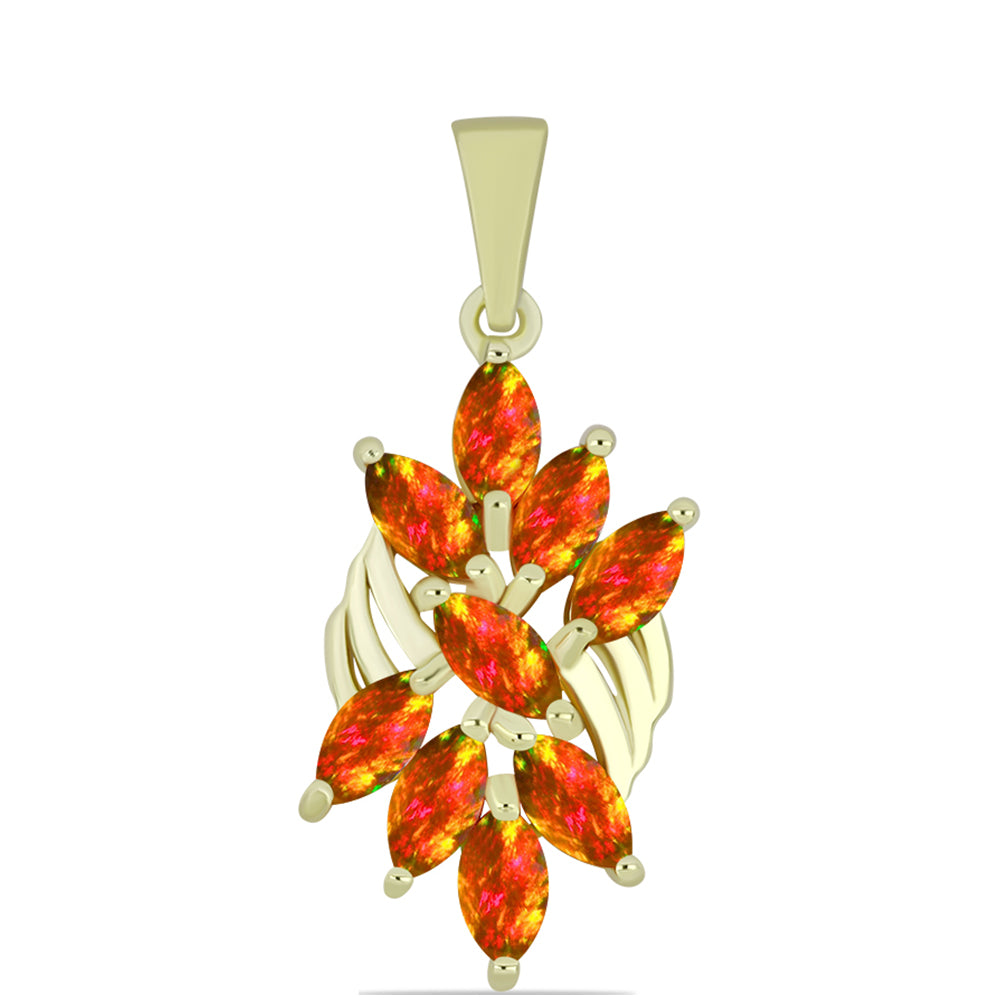 Pandantiv din Argint 925 Placat cu Aur ( 2.41 grame ) cu Opal de Foc American 1.35 Carate 1 