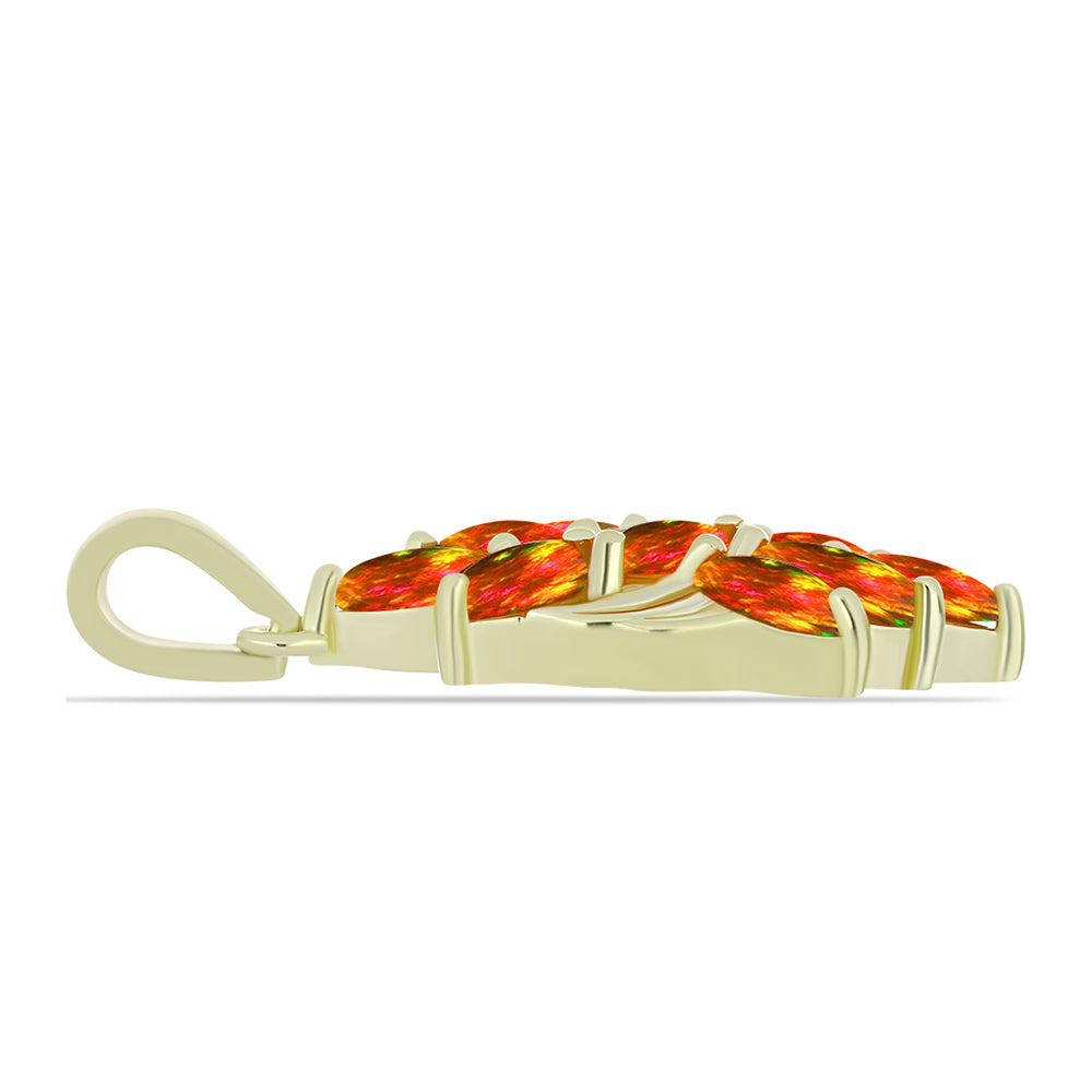 Pandantiv din Argint 925 Placat cu Aur ( 2.41 grame ) cu Opal de Foc American 1.35 Carate 2 