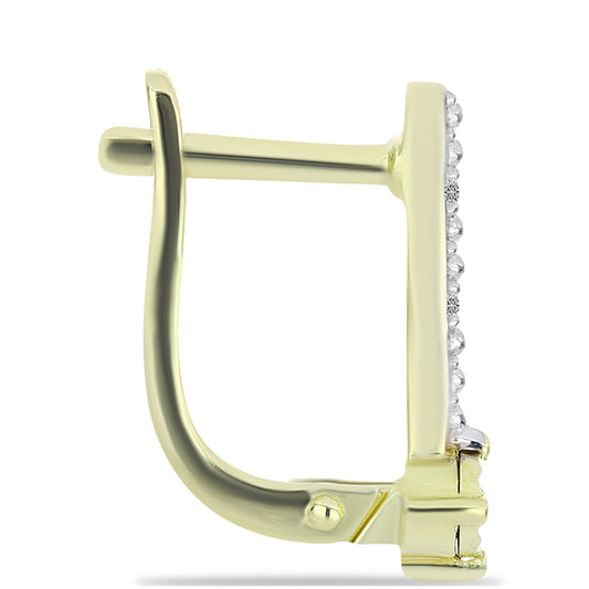 Cercei din Argint 925 Placat cu Aur ( 2.63 grame ) cu Diamant de culoarea Șampaniei și Diamant Alb 0.05 Carate