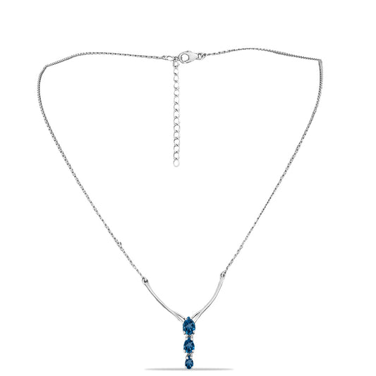 Colier din Argint 925 ( 4.82 grame ) cu Topaz Albastru ”Londra” 1.42 Carate