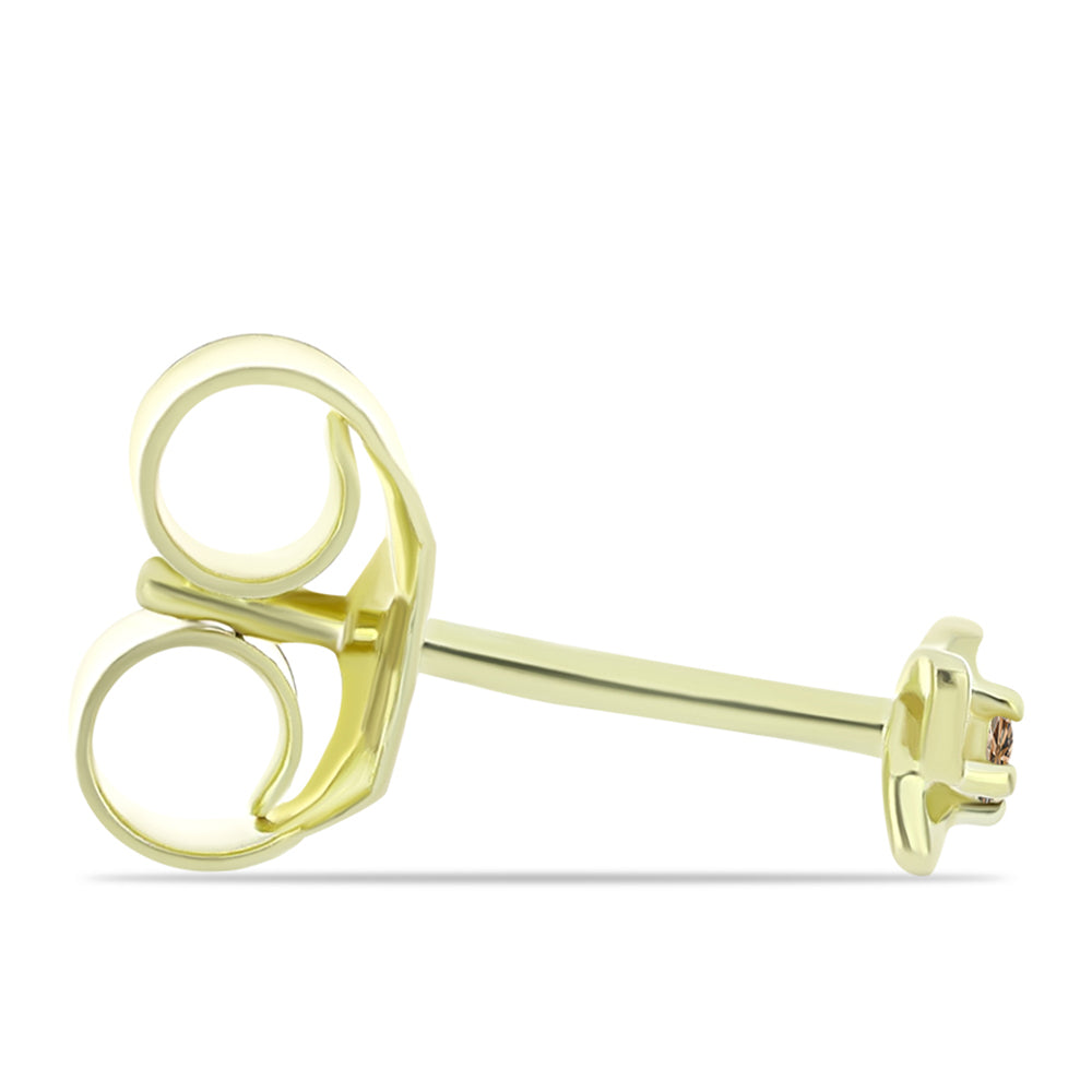 Cercei din Argint 925 Placat cu Aur ( 0.6 grame ) cu Diamant de culoarea Șampaniei 0.02 Carate 2 