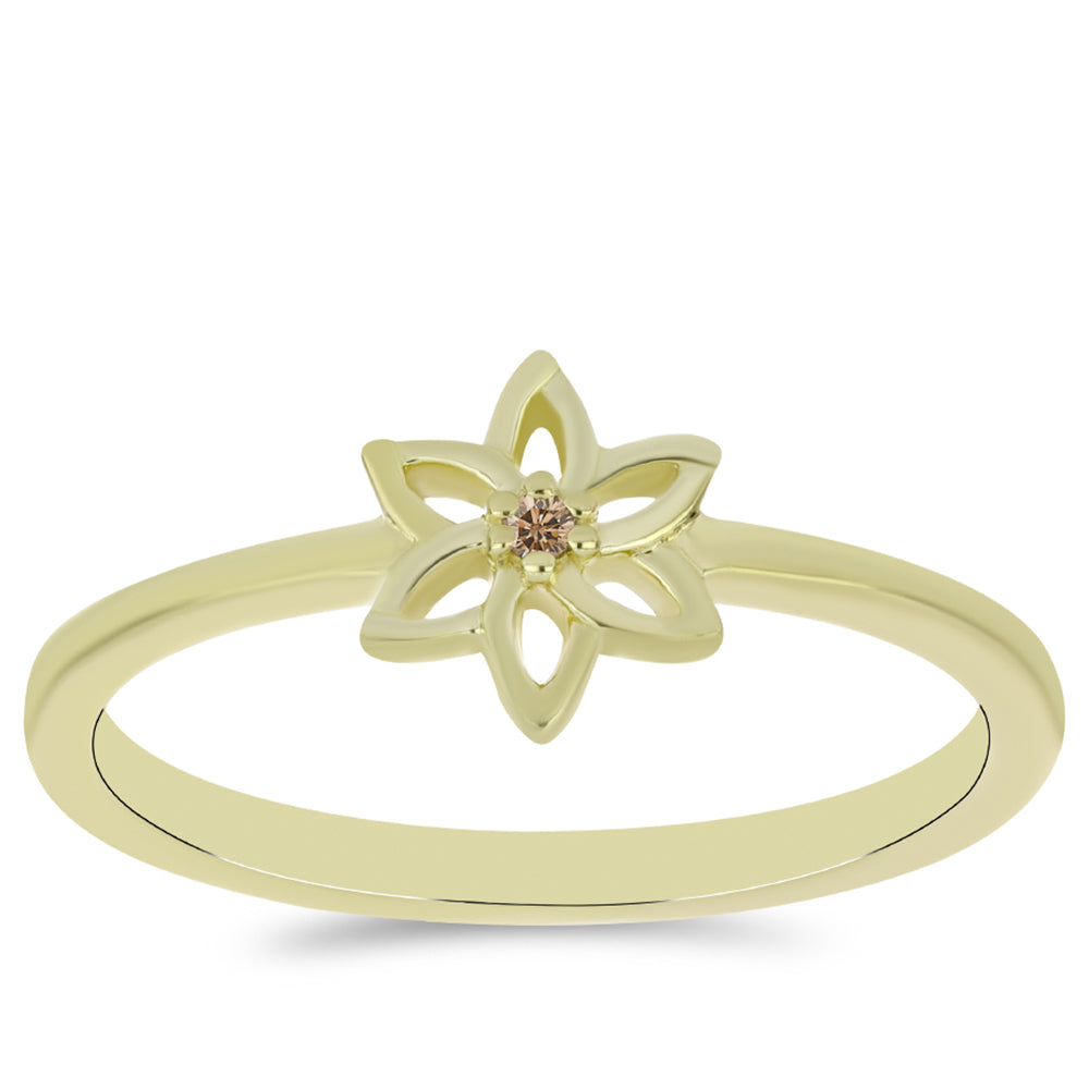 Inel din Argint 925 Placat cu Aur ( 1.68 grame ) cu Diamant de culoarea Șampaniei 0.01 Carate 3 