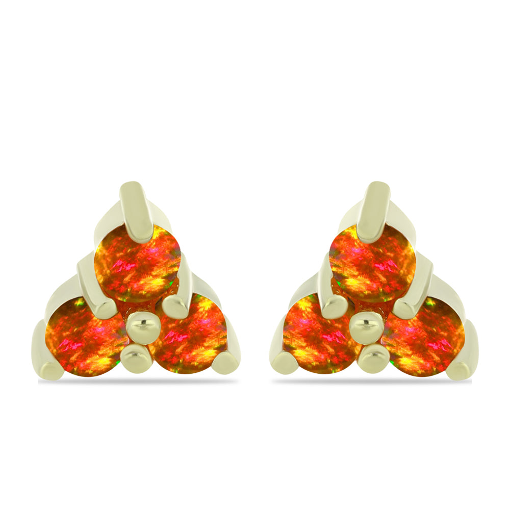 Cercei din Argint 925 Placat cu Aur ( 1.49 grame ) cu Opal de Foc American 0.52 Carate