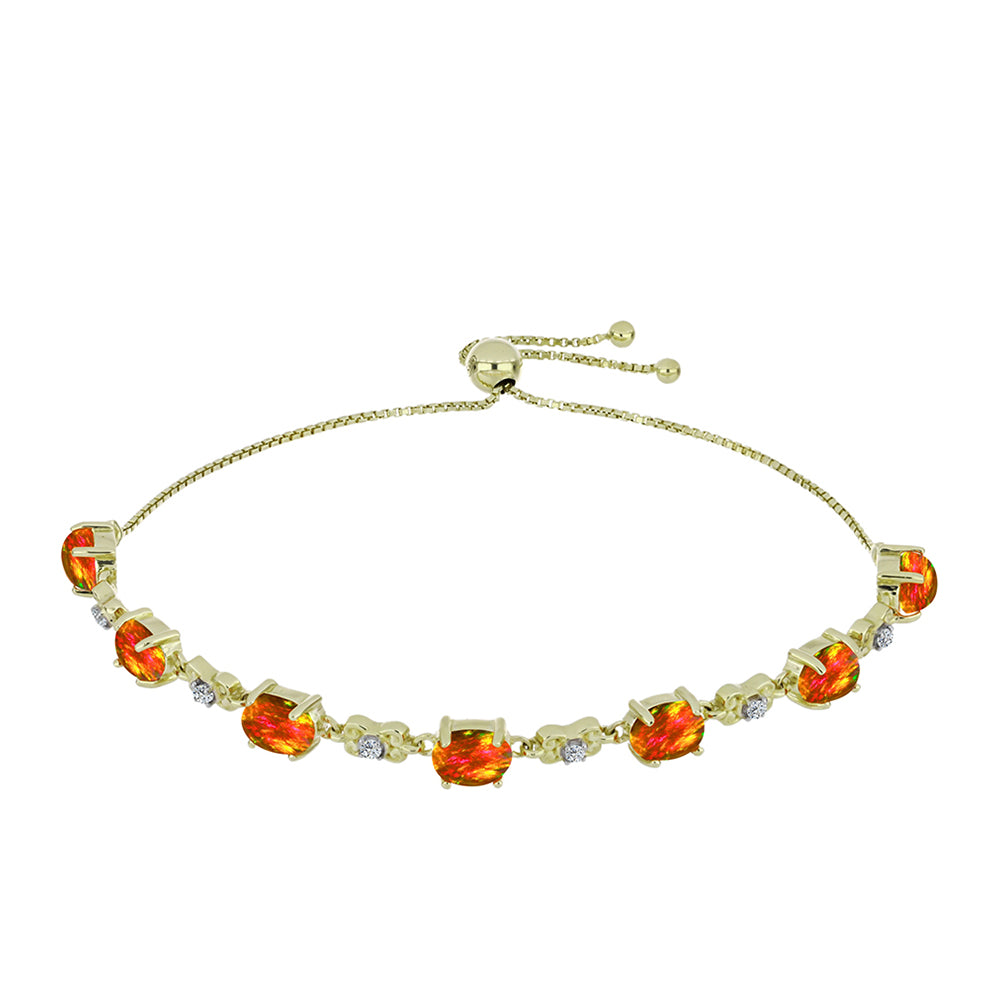 Brățară din Argint 925 Placat cu Aur ( 6.93 grame ) cu Opal de Foc American și Topaz Alb 3.82 Carate