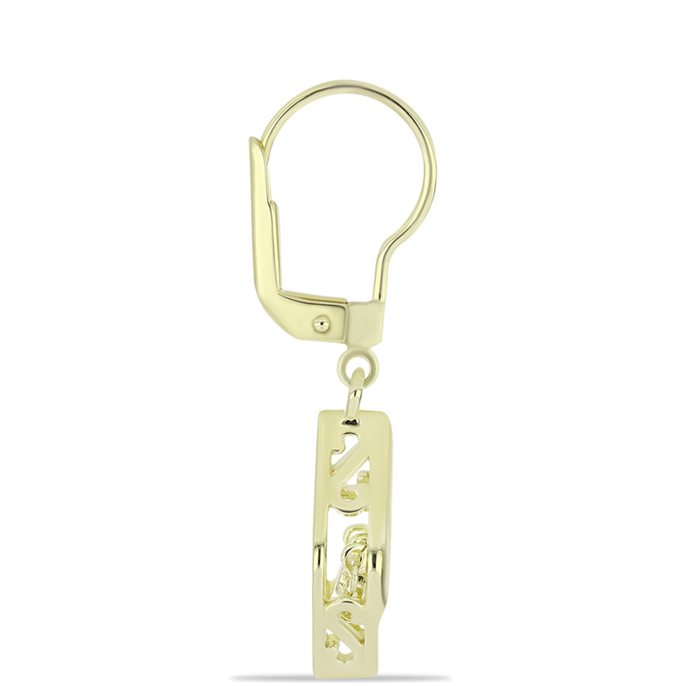 Cercei din Argint 925 Placat cu Aur ( 2.98 grame ) cu Diamant de culoarea Șampaniei 0.01 Carate