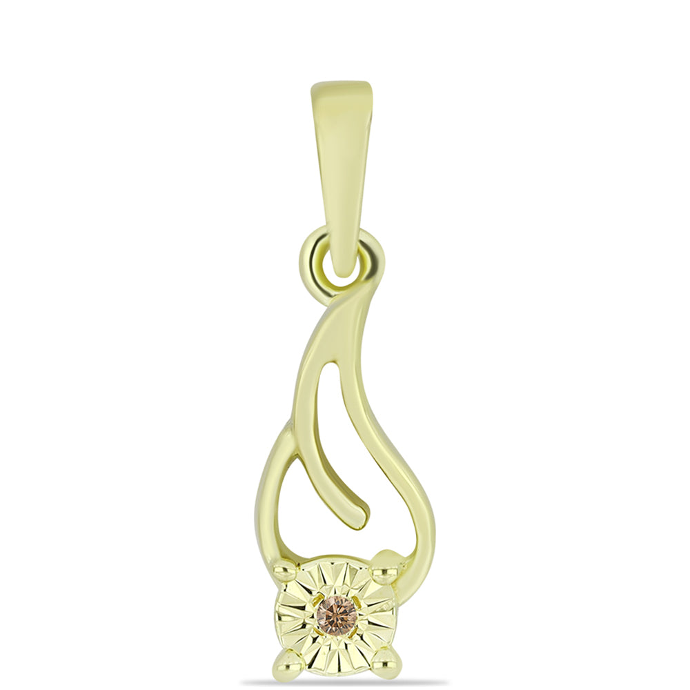 Pandantiv din Argint 925 Placat cu Aur ( 0.95 grame ) cu Diamant de culoarea Șampaniei 0.01 Carate 1 