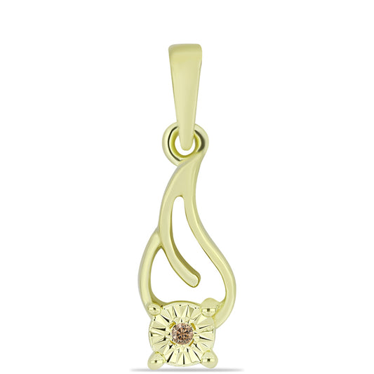 Pandantiv din Argint 925 Placat cu Aur ( 0.95 grame ) cu Diamant de culoarea Șampaniei 0.01 Carate