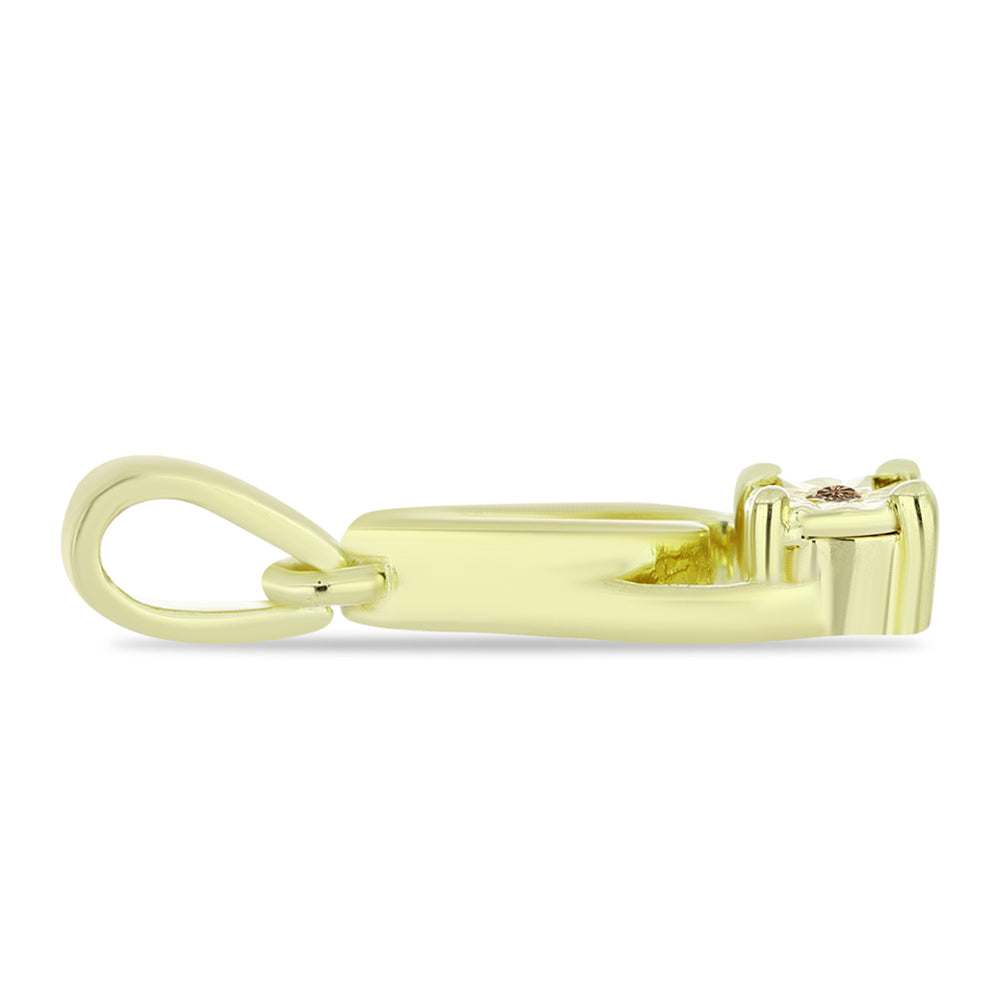 Pandantiv din Argint 925 Placat cu Aur ( 0.95 grame ) cu Diamant de culoarea Șampaniei 0.01 Carate 2 