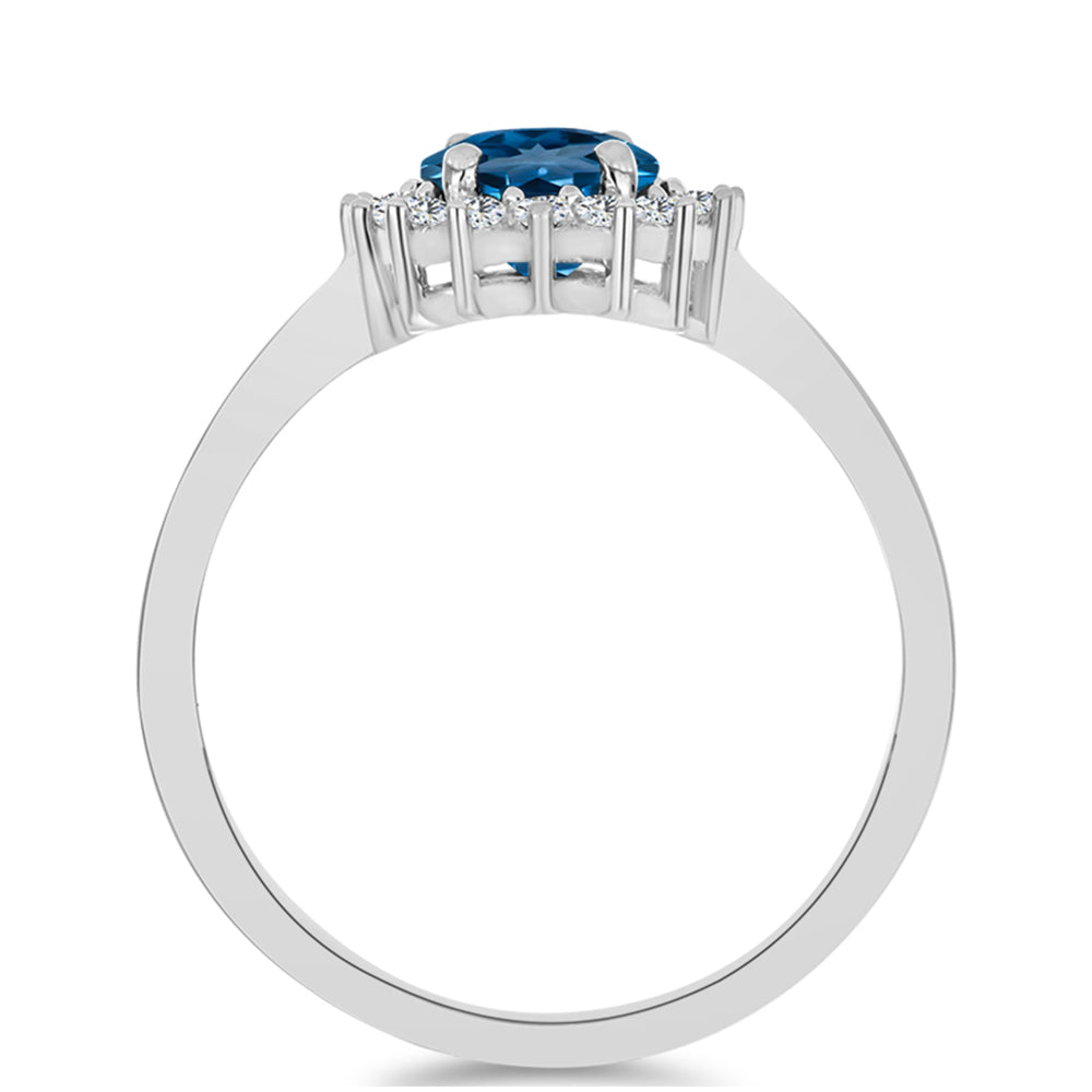 Inel din Argint 925 ( 2.45 grame ) cu Topaz Albastru ”Londra” și Topaz Alb 1.74 Carate