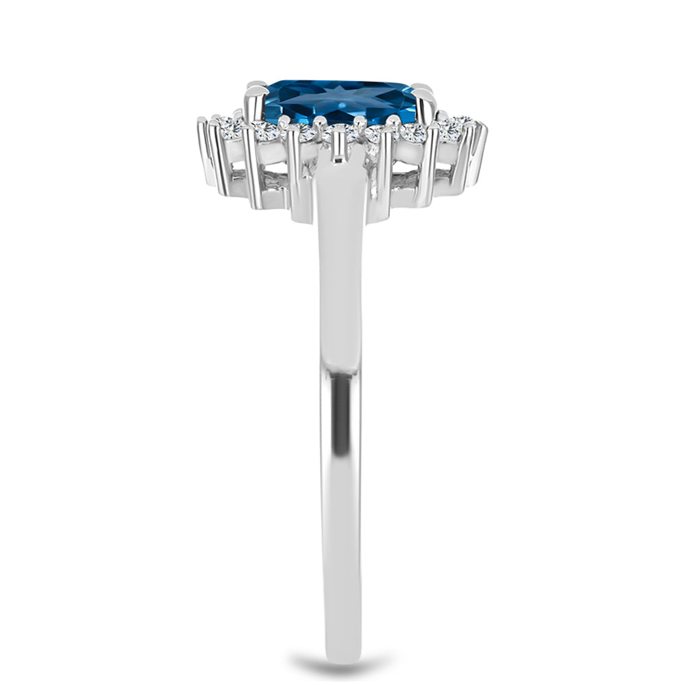 Inel din Argint 925 ( 2.45 grame ) cu Topaz Albastru ”Londra” și Topaz Alb 1.74 Carate