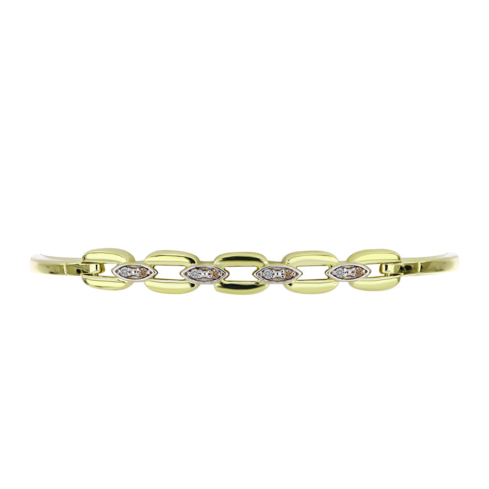 Brățară din Argint 925 Placat cu Aur ( 8.96 grame ) cu Diamant de culoarea Șampaniei și Diamant Alb 0.06 Carate 2 