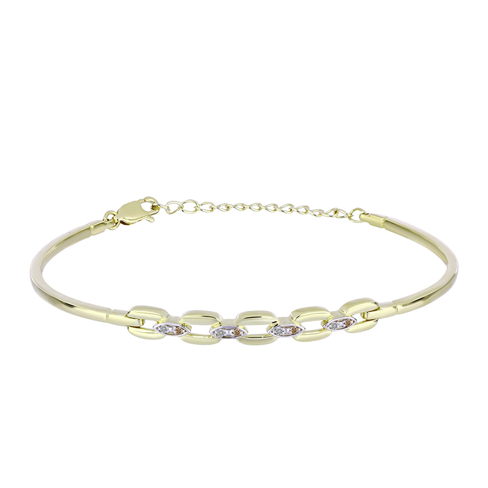 Brățară din Argint 925 Placat cu Aur ( 8.96 grame ) cu Diamant de culoarea Șampaniei și Diamant Alb 0.06 Carate 1 