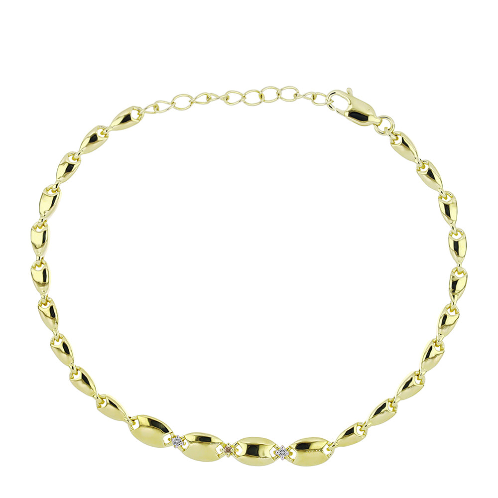 Brățară din Argint 925 Placat cu Aur ( 7.15 grame ) cu Diamant de culoarea Șampaniei și Diamant Alb 0.04 Carate 1 