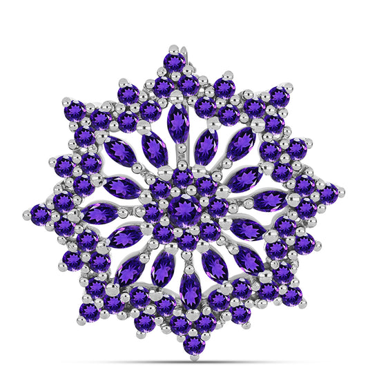 Broşă din Argint 925 ( 6.18 grame ) cu Ametist Marocan și Topaz Alb 3.22 Carate