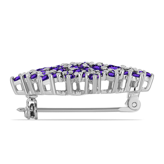 Broşă din Argint 925 ( 6.18 grame ) cu Ametist Marocan și Topaz Alb 3.22 Carate