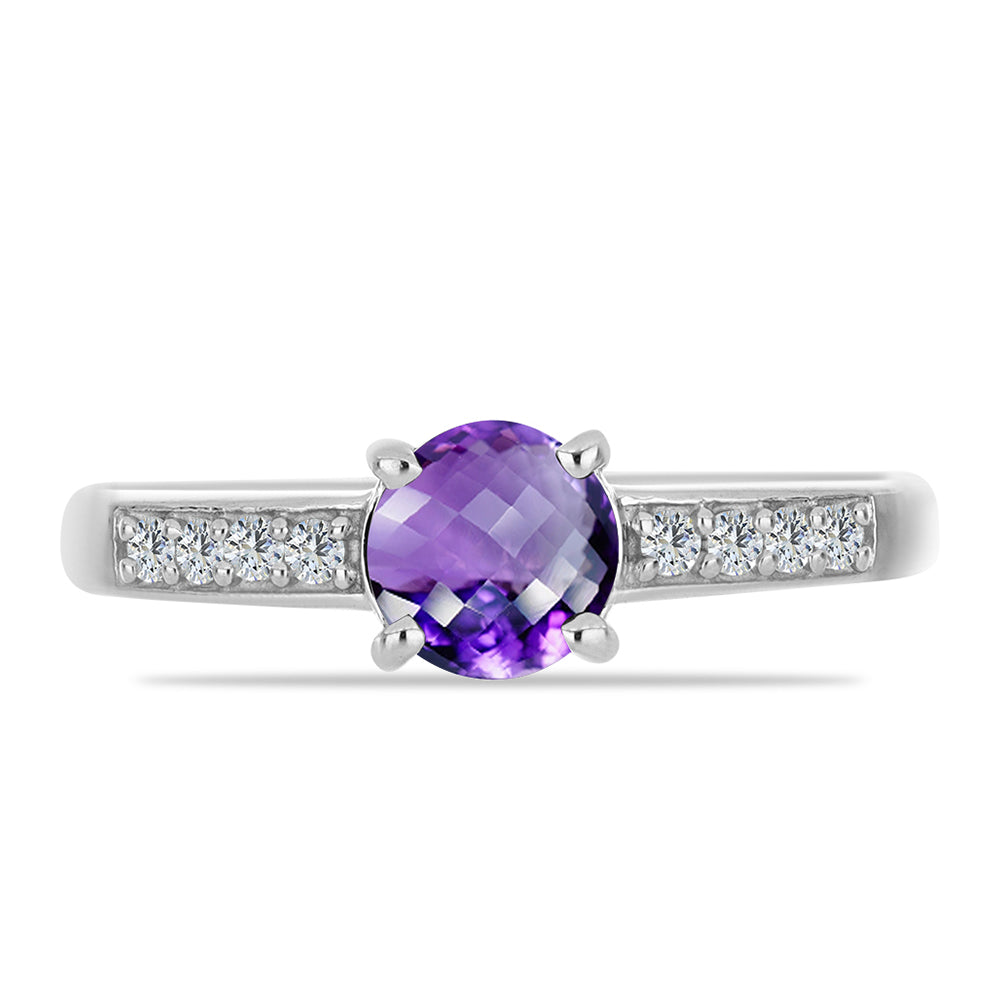 Inel din Argint 925 ( 2.24 grame ) cu Ametist Marocan și Topaz Alb 0.91 Carate 1 