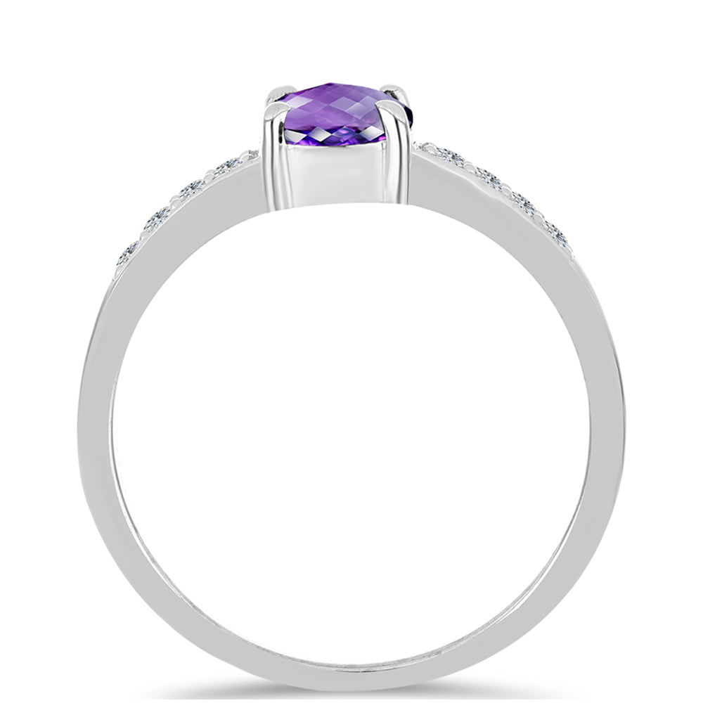 Inel din Argint 925 ( 2.24 grame ) cu Ametist Marocan și Topaz Alb 0.91 Carate 2 