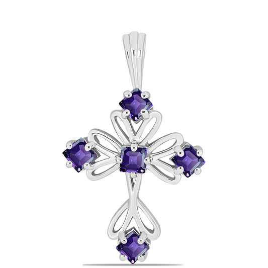 Cruce Pandantiv din Argint 925 ( 1.73 grame ) cu Ametist Marocan 0.71 Carate
