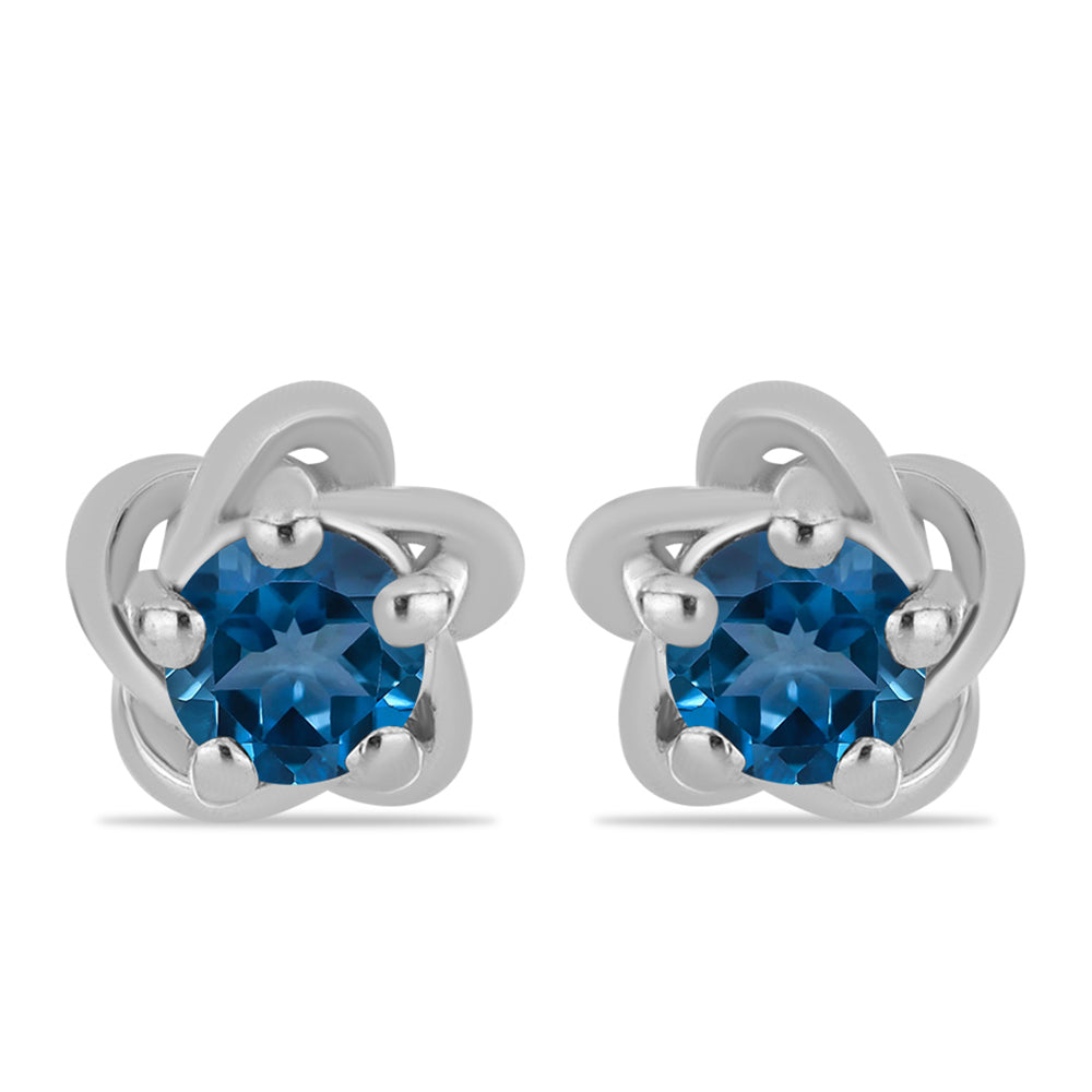 Cercei din Argint 925 ( 1.2 grame ) cu Topaz Albastru ”Londra” 0.63 Carate