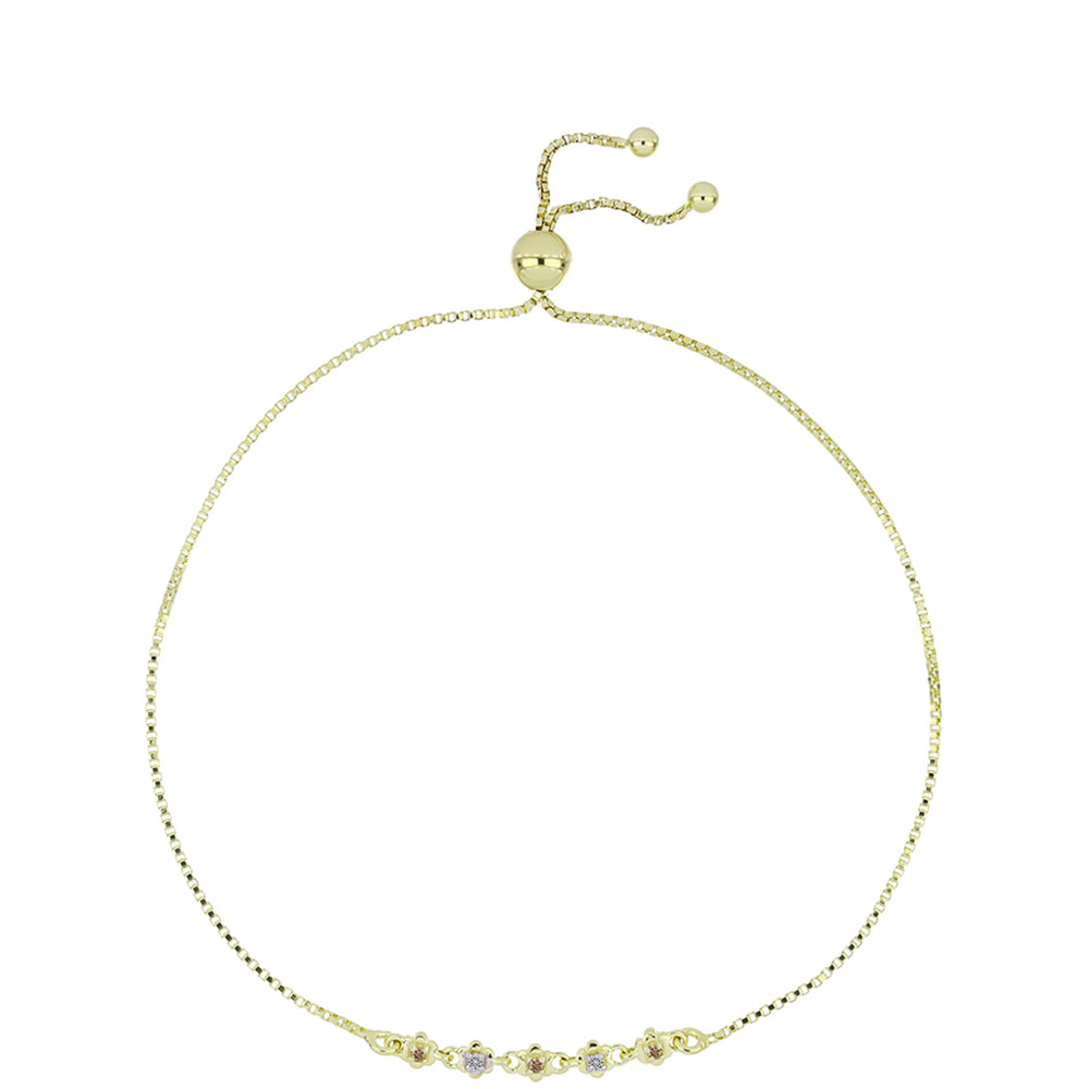 Brățară din Argint 925 Placat cu Aur ( 2.75 grame ) cu Diamant de culoarea Șampaniei și Diamant Alb 0.08 Carate 1 