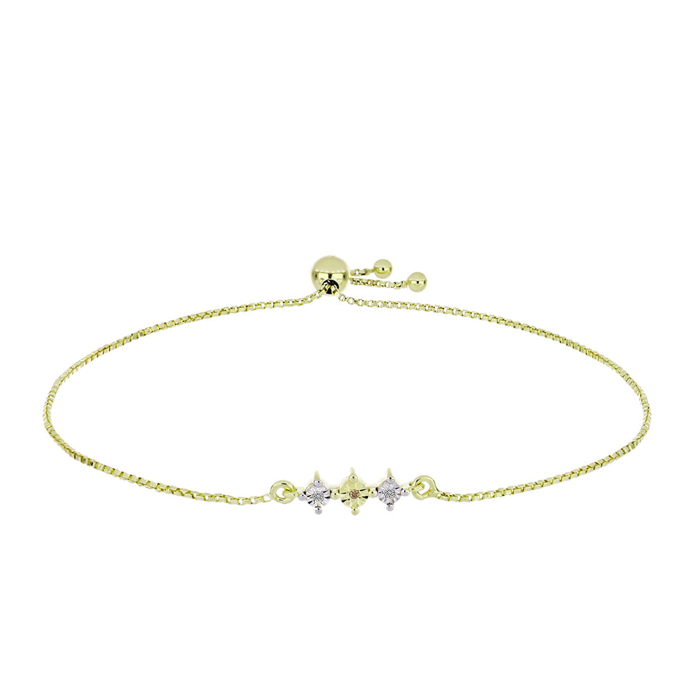 Brățară din Argint 925 Placat cu Aur ( 2.63 grame ) cu Diamant de culoarea Șampaniei și Diamant Alb 0.02 Carate