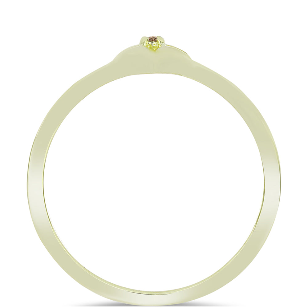 Inel din Argint 925 Placat cu Aur ( 1.45 grame ) cu Diamant de culoarea Șampaniei 0.02 Carate