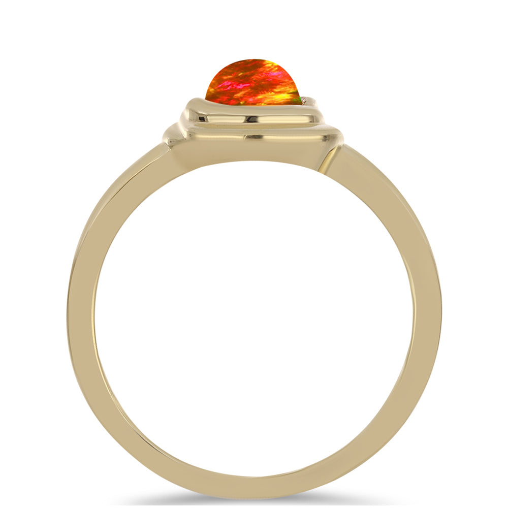 Inel din Argint 925 Placat cu Aur ( 2.26 grame ) cu Opal de Foc American 0.35 Carate