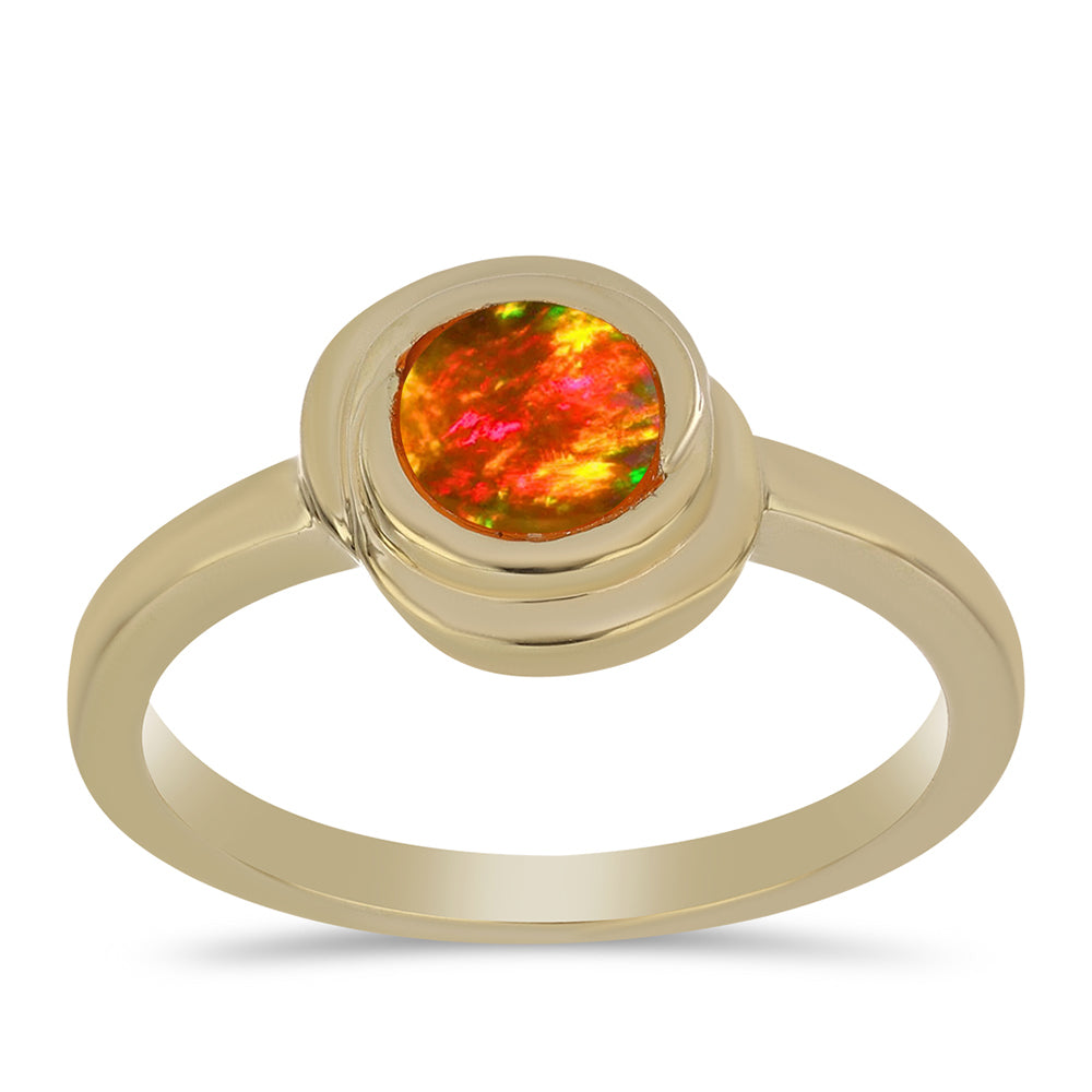 Inel din Argint 925 Placat cu Aur ( 2.26 grame ) cu Opal de Foc American 0.35 Carate 3 