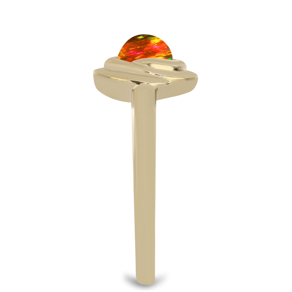 Inel din Argint 925 Placat cu Aur ( 2.26 grame ) cu Opal de Foc American 0.35 Carate 4 