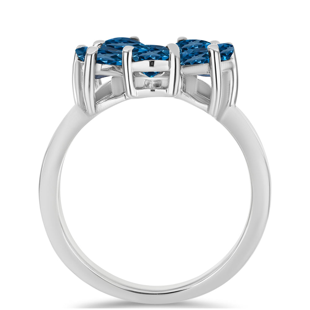 Inel din Argint 925 ( 3.76 grame ) cu Topaz Albastru ”Londra” și Topaz Alb 2.39 Carate 2 