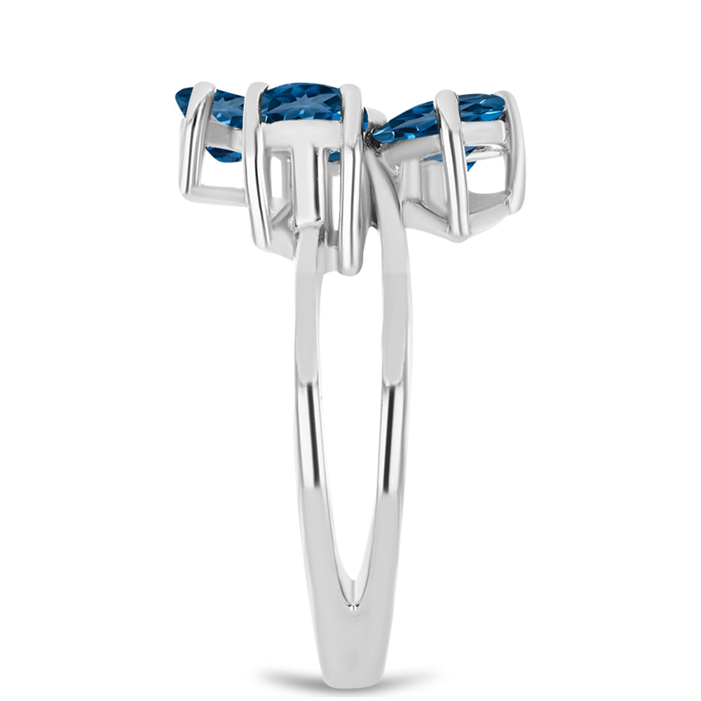 Inel din Argint 925 ( 3.76 grame ) cu Topaz Albastru ”Londra” și Topaz Alb 2.39 Carate 4 