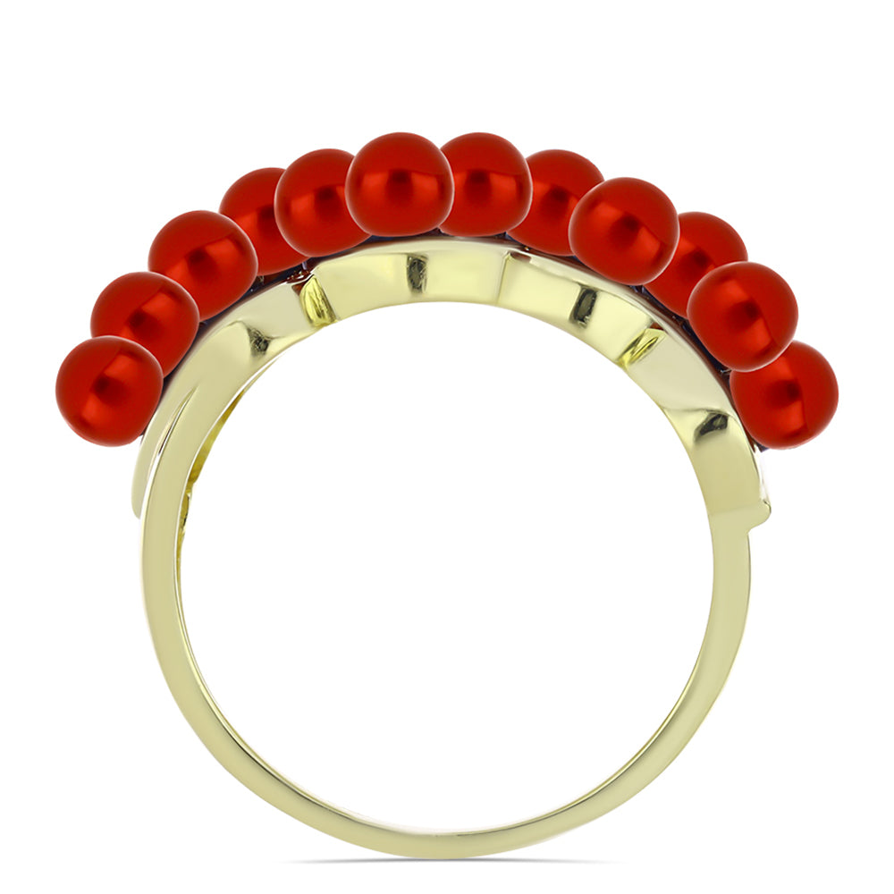 Inel din Argint 925 Placat cu Aur ( 5.67 grame ) cu Perlă de apă dulce roșie 5.06 Carate 2 