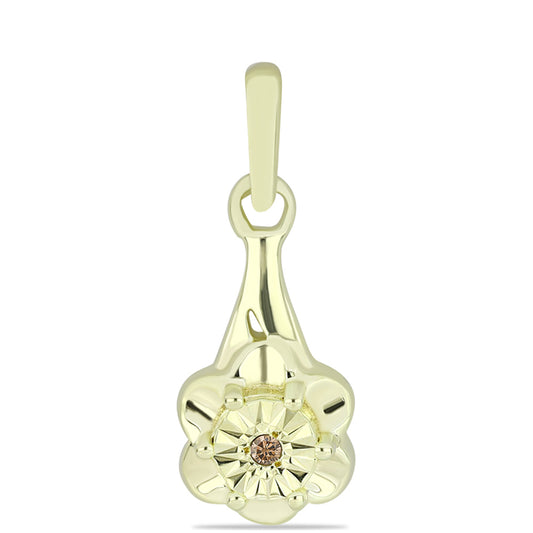 Pandantiv din Argint 925 Placat cu Aur ( 1.02 grame ) cu Diamant de culoarea Șampaniei 0.01 Carate