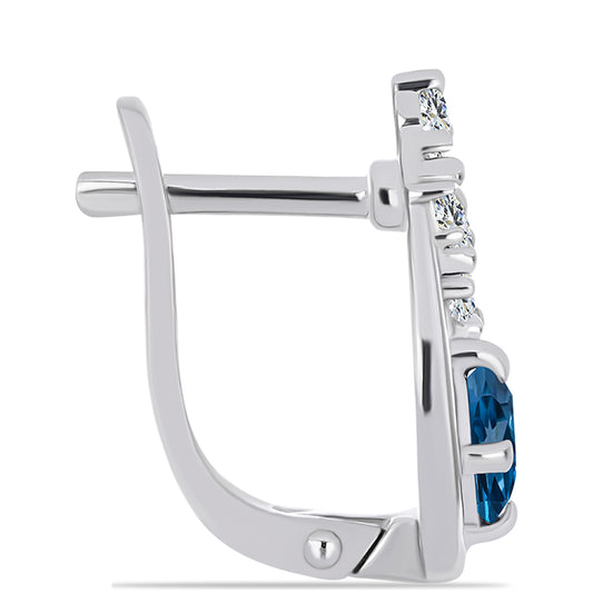 Cercei din Argint 925 ( 3.17 grame ) cu Topaz Albastru ”Londra” și Topaz Alb 1.63 Carate