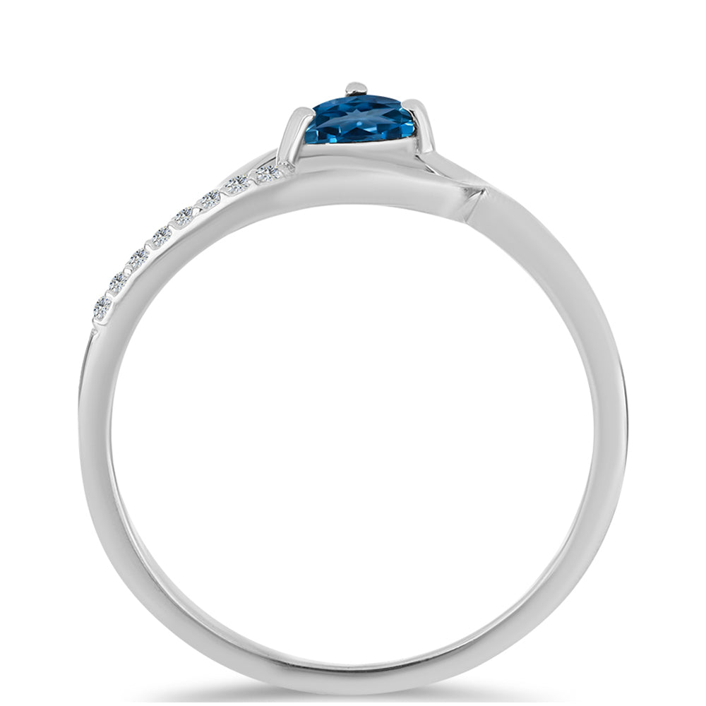 Inel din Argint 925 ( 1.76 grame ) cu Topaz Albastru ”Londra” și Topaz Alb 0.56 Carate 2 