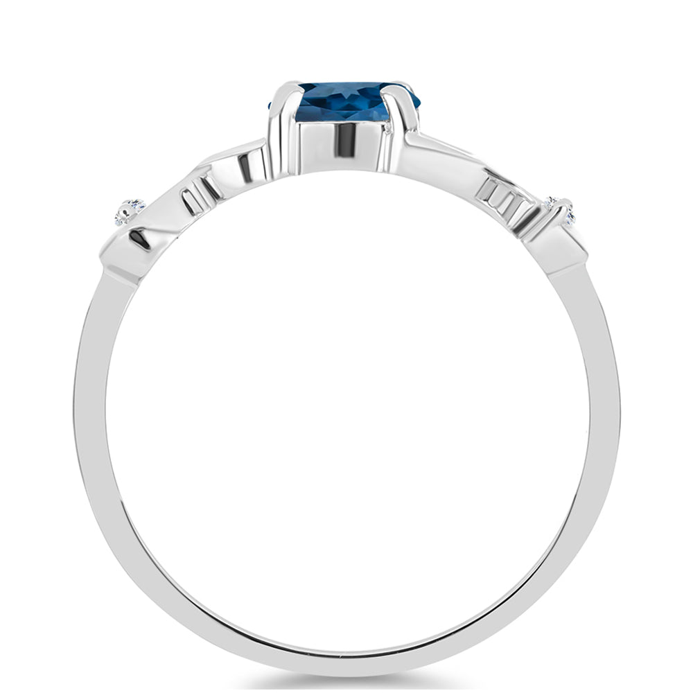 Inel din Argint 925 ( 1.98 grame ) cu Topaz Albastru ”Londra” și Topaz Alb 0.55 Carate 2 