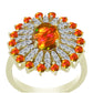Inel din Argint 925 Placat cu Aur ( 4.14 grame ) cu Opal de Foc American și Topaz Alb 1.81 Carate