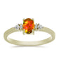 Inel din Argint 925 Placat cu Aur ( 2.09 grame ) cu Opal de Foc American și Zircon Alb 0.59 Carate