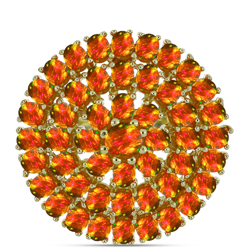 Inel din Argint 925 Placat cu Aur ( 8.74 grame ) cu Opal de Foc American 6.36 Carate