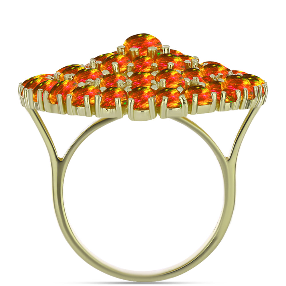 Inel din Argint 925 Placat cu Aur ( 8.74 grame ) cu Opal de Foc American 6.36 Carate 2 