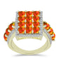 Inel din Argint 925 Placat cu Aur ( 6.24 grame ) cu Opal de Foc American și Topaz Alb 2.56 Carate