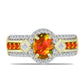 Inel din Argint 925 Placat cu Aur ( 5.02 grame ) cu Opal de Foc American și Topaz Alb 1.46 Carate