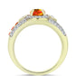 Inel din Argint 925 Placat cu Aur ( 5.02 grame ) cu Opal de Foc American și Topaz Alb 1.46 Carate
