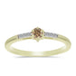 Inel din Argint 925 Placat cu Aur ( 1.93 grame ) cu Diamant de culoarea Șampaniei și Diamant Alb 0.24 Carate
