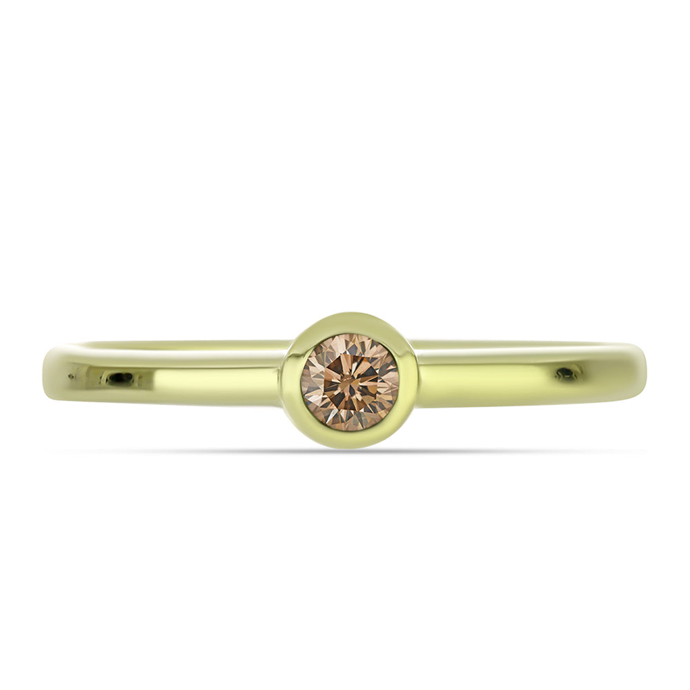 Inel din Argint 925 Placat cu Aur ( 1.79 grame ) cu Diamant de culoarea Șampaniei 0.12 Carate 1 