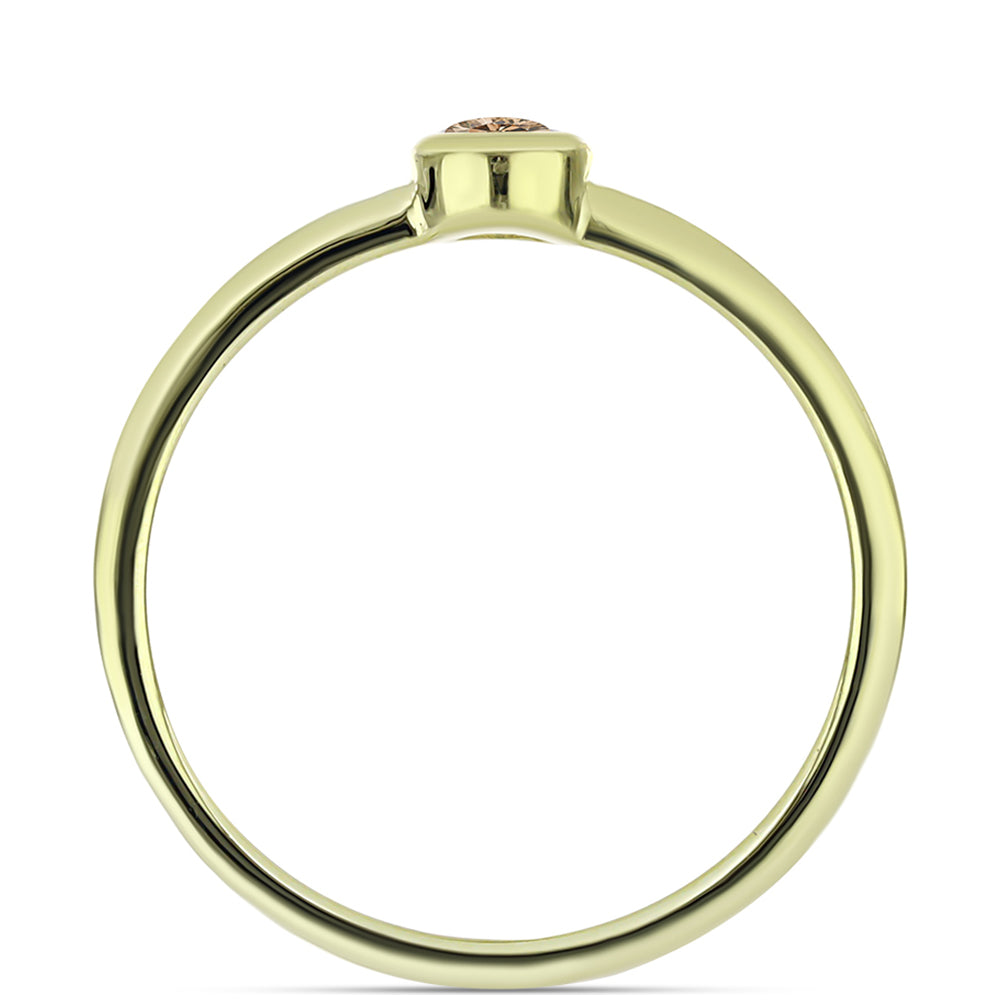 Inel din Argint 925 Placat cu Aur ( 1.79 grame ) cu Diamant de culoarea Șampaniei 0.12 Carate